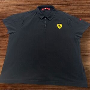 Puma Scuderia‎ Ferrari Polo Shirt Embroidered Logo Short Sleeve Black XXL